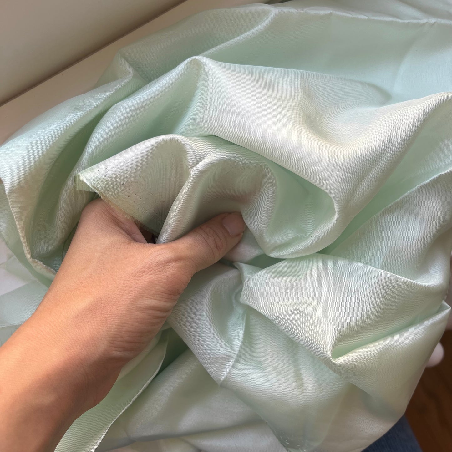 Pale green lining fabric