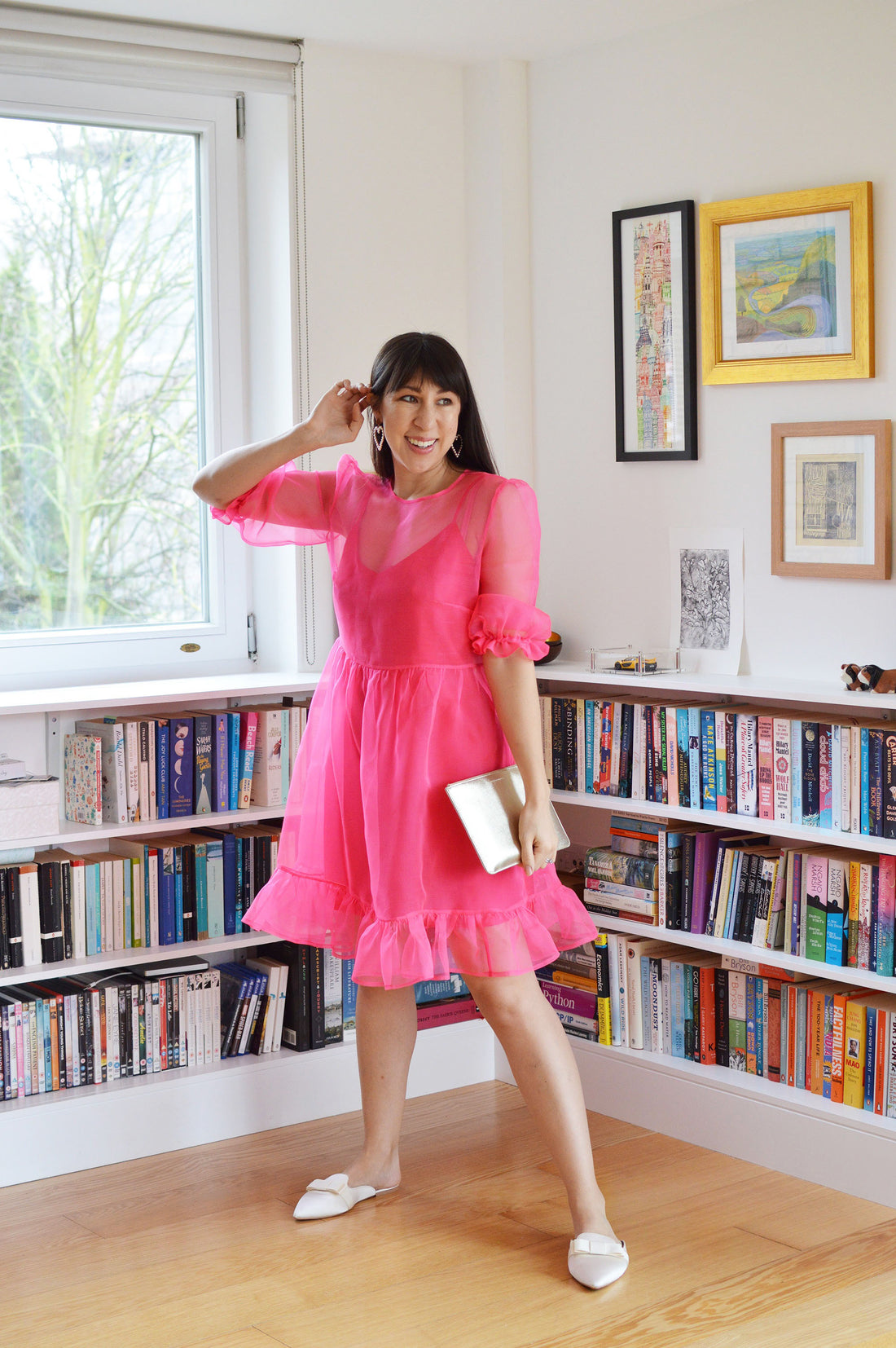 Bakerloo Dress – organza collarless, frilled skirt hack!