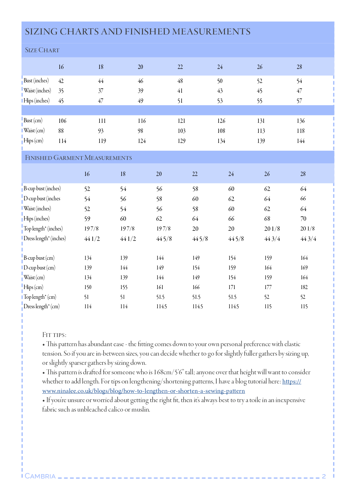 Italian Pattern Sizing Holland Park – PDF sewing pattern (sizes 16–28) – Nina Lee