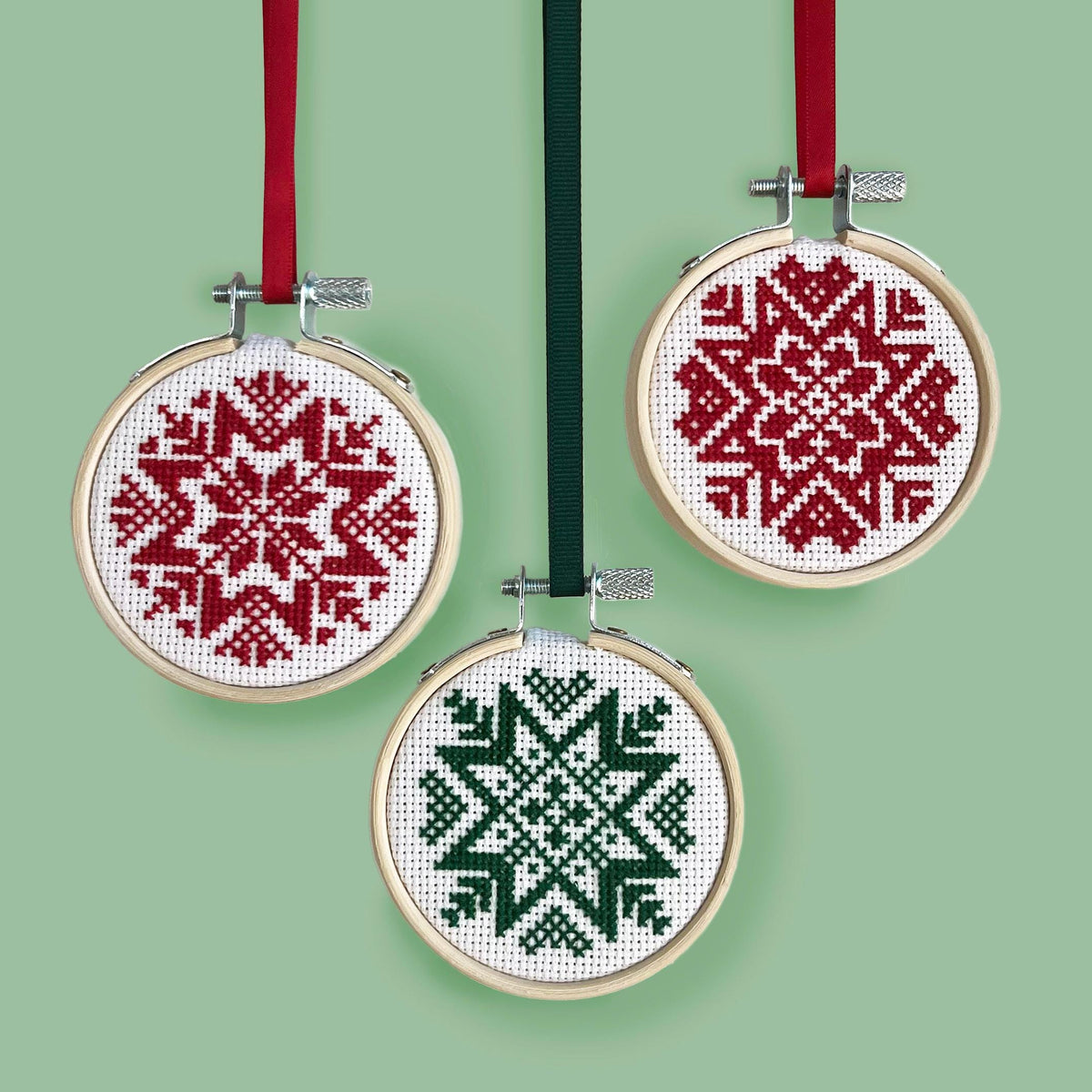 Fairisle Christmas Stars or Snowflakes cross stitch pattern – image 1 of 9