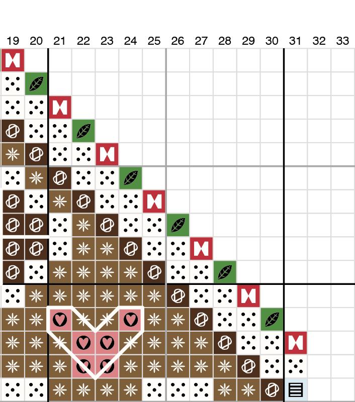 Close-up of the Gingerbread House colour and symbol chart