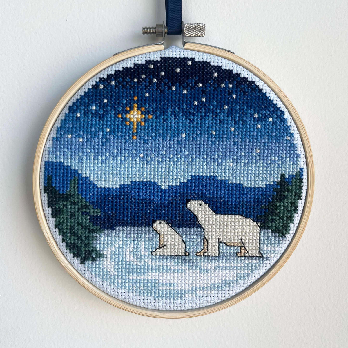 Polar Bears Under Starry Sky cross stitch pattern – image 1 of 8