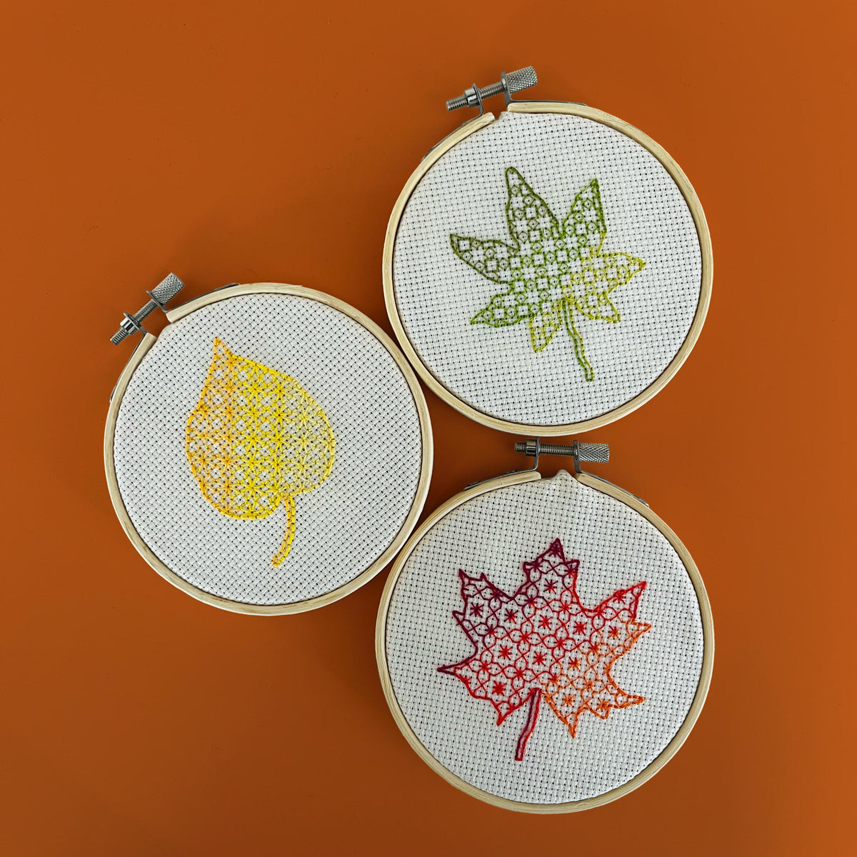Autumn Leaves blackwork embroidery pattern – image 1 of 7