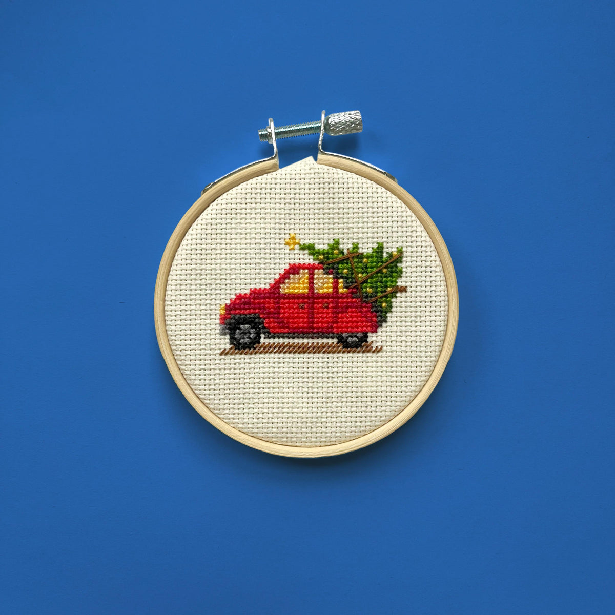 Red Vintage Car with Christmas Tree cross stitch pattern – image 9 of 9